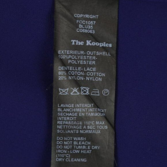 The Kooples Women's Extra Small Blue Lace Insert Long Sleeve Button Up Shirt - Picture 8 of 8